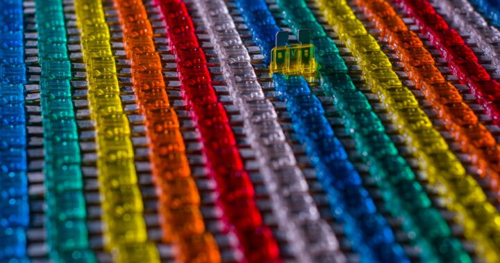 rows of multicolored car electrical fuses